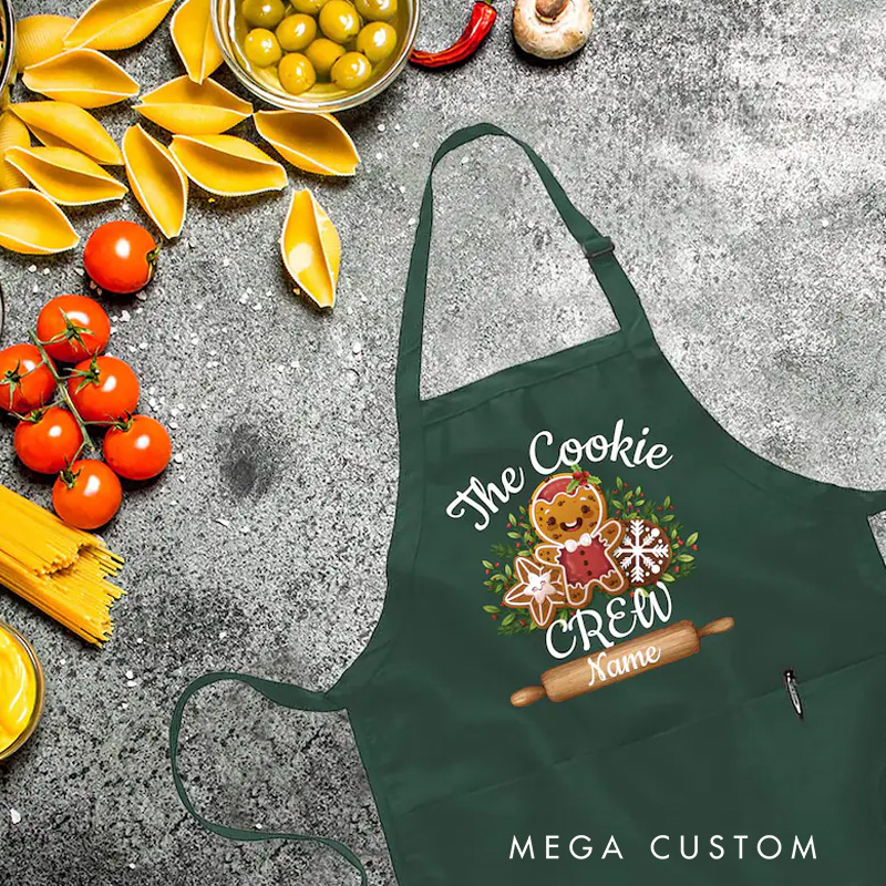Personalized the Cookie Crew Apron Baking Apron with Name for Kids Family Baker Baking Lover Christmas Gift for Boys and Girls