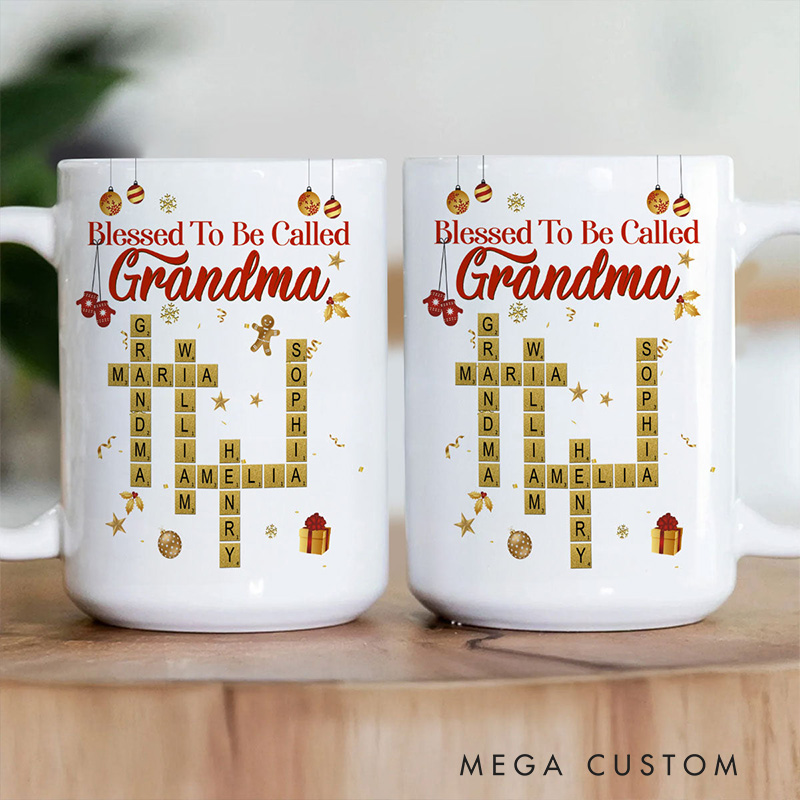 Personalized Blessed to be Called Grandma 11oz 15oz Ceramic Mug with Title and Name Christmas Coffee Mug Religious Gift for Grandma from Grandchildren