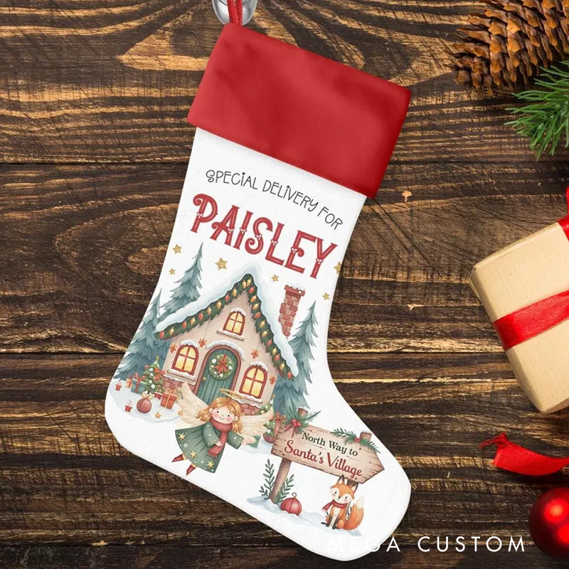 Personalized Name Christmas Stocking Custom Name Special Delivery Stocking Christmas Eve Gift Christmas Keepsake