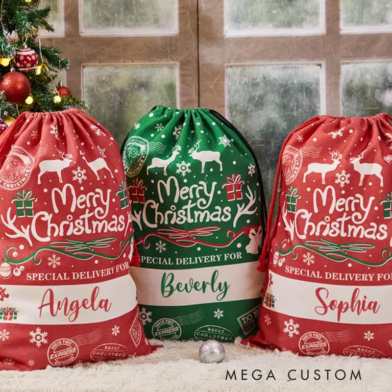 Personalized Name Christmas Santa Bag Christmas Gift Bags for Kids and Adults Santa Delivery Sack Extra Large Santa Bag Christmas Gift