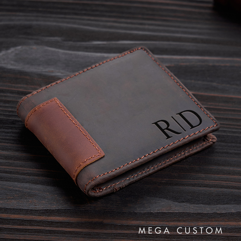 Personalized Leather Wallet Genuine Leather Wallet Custom Mens Wallet Engraved Wallet For Men Gift For Father Gift for Him Boyfriend Groomsmen
