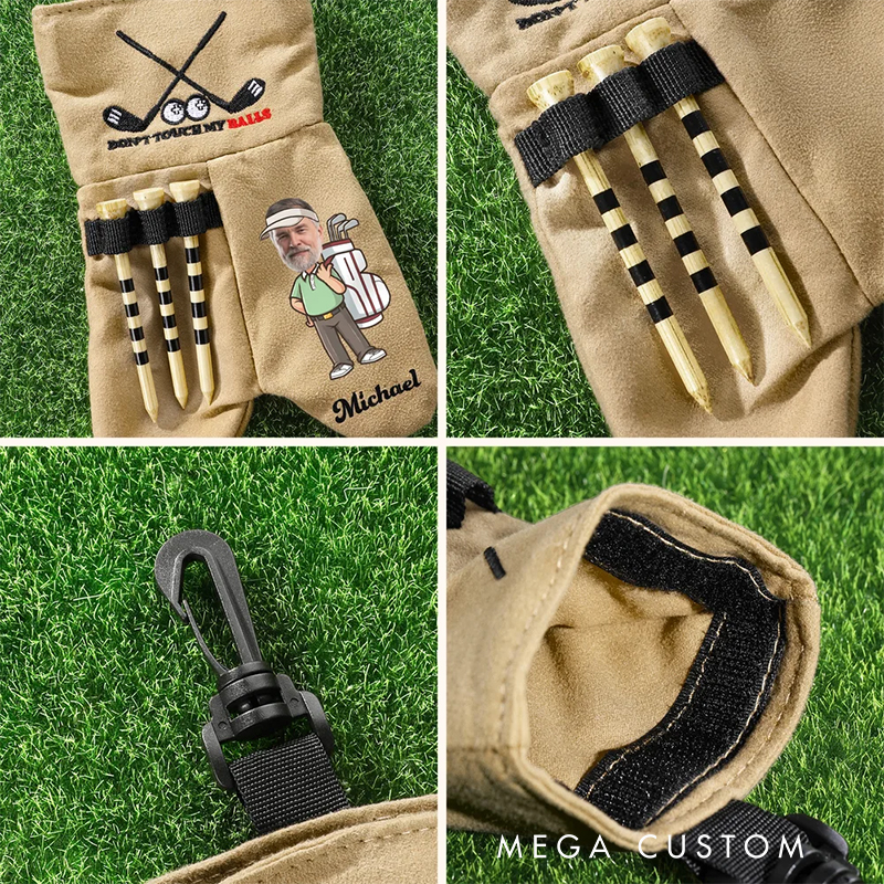 Personalized Cartoon Character Face Photo Golf Ball and Tee Storage Bag Sack with Name Golf Accessories Birthday Gift for Golf Lovers