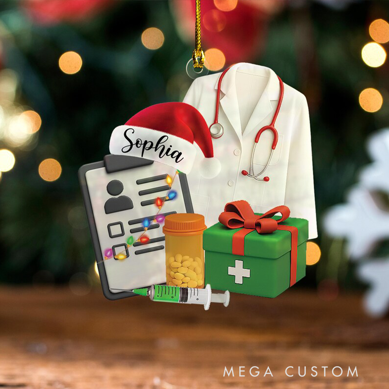 Personalized Holiday Medical Essentials Christmas Ornament Custom Name Acrylic Ornament Christmas Gift for Nurse