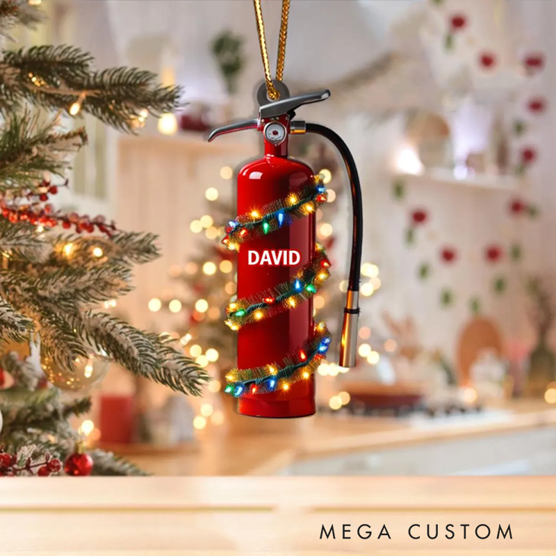 Personalized Fire Extinguisher Christmas Acrylic Ornament Gift for Firefighters