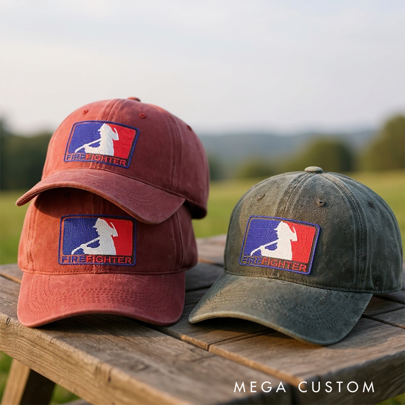 Personalized Firefighter Embroidered Baseball Cap with Bold Silhouette Design Perfect Gift for Firefighting Professionals