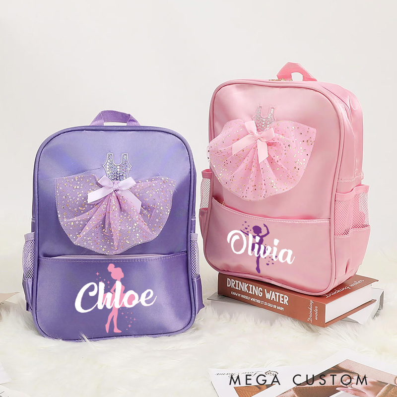 Personalized Ballet Silhouette Dance Bag for Girls Name Backpack Pink Ballet Dance Bag Gymnastic Cheer Girls Christmas Gifts Back To School Gifts