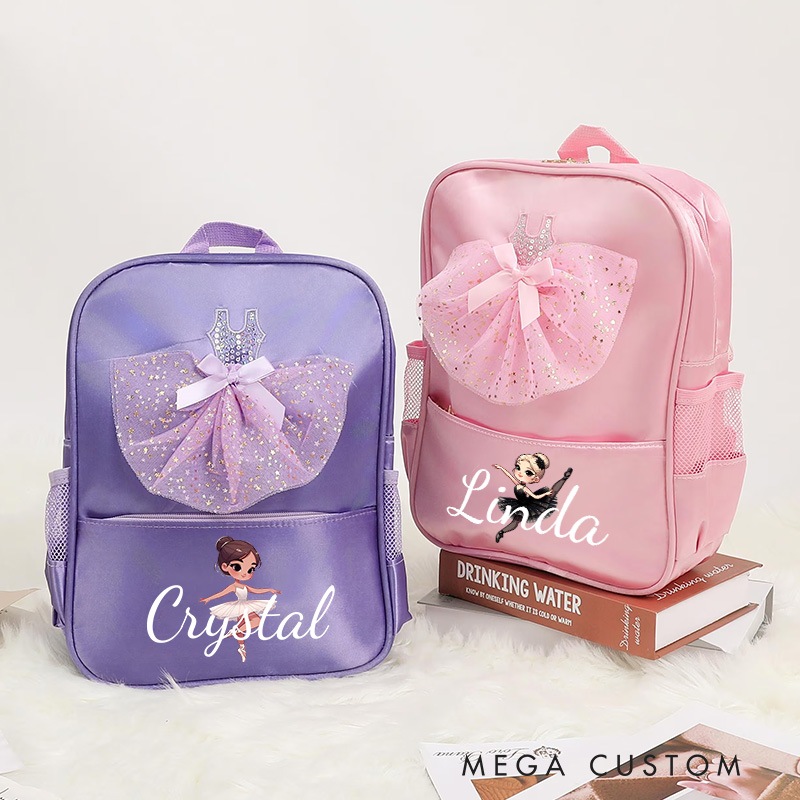 Personalized Cartoon Swan Lake Dance Bag for Girls Name Backpack Pink Ballet Dance Bag Gymnastic Cheer Girls Christmas Gifts Back To School Gifts