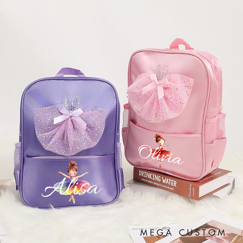 Personalized Ballerina Girl Dance Bag for Girls Name Backpack Pink Ballet Dance Bag Gymnastic Cheer Girls Christmas Gifts Back To School Gifts