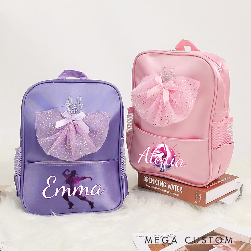 Personalized Ink Ballerina Dance Bag for Girls Name Backpack Pink Ballet Dance Bag Gymnastic Cheer Girls Christmas Gifts Back To School Gifts