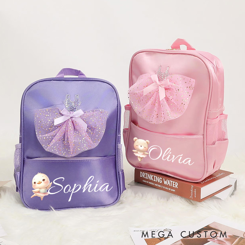 Personalized Animal Skirt Dance Bag for Girls Cute Backpack Pink Ballet Dance Bag Gymnastic Cheer Girls Christmas Gifts Back To School Gifts