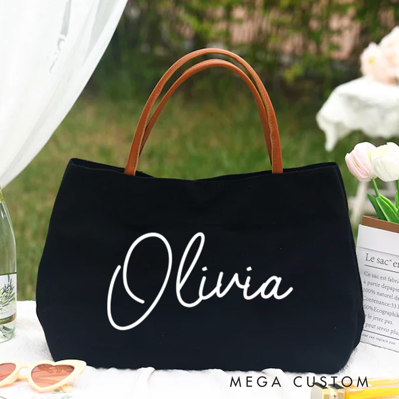 Personalized Canvas Tote Bag with Name Gift for Her Beach Party Gift Bachelorette Gift