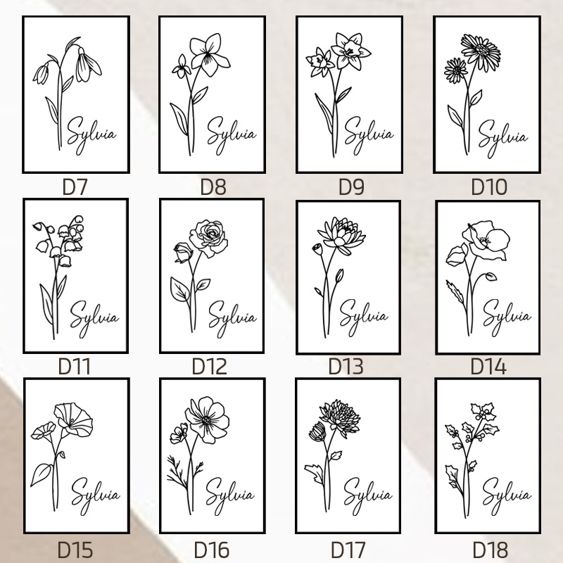 Personalized Birth Flower Leather Journal Birthday Gift Notebook Travel Gift