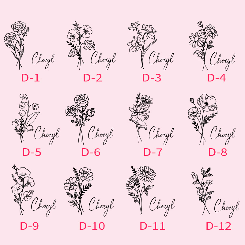 Personalized Engraved Birth Flower Pocket Makeup Mirror Gifts for Her Birthday Gift