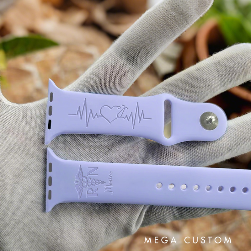 Personalized Registered Nurse Themed Apple Watch Band Engraved Apple Watch Band Custom Name Watch Band