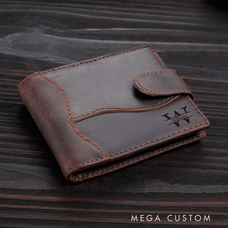 Personalized Leather Wallet For Men Engraved Crazy Horse Wallet Leather Gift for Him Groomsman Gift Boyfriend Gift Dad Gift Husband Gift