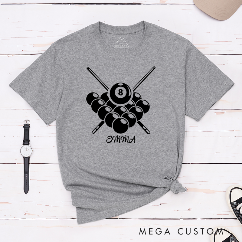 Personalized Pool T-Shirts for Players and Fans with Custom Name