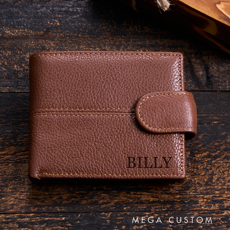 Personalized Leather Wallet Engraved Genuine Leather Wallet For Him Mens Wallet Anniversary Gift For Him Birthday Gift For Boyfriend Husband Groomsmen