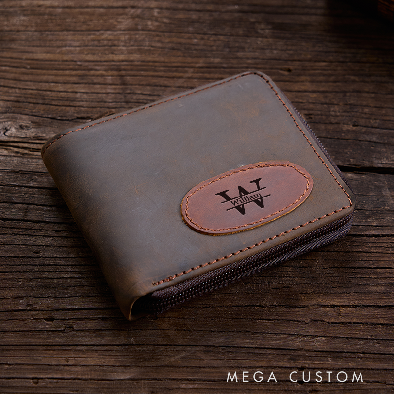 Personalized Leather Wallet Engraved Crazy Horse Wallet Custom Wallet for Him Birthday Gift for Him Anniversary Gift for Men Boyfriend Gift Dad Gift Husband Gift
