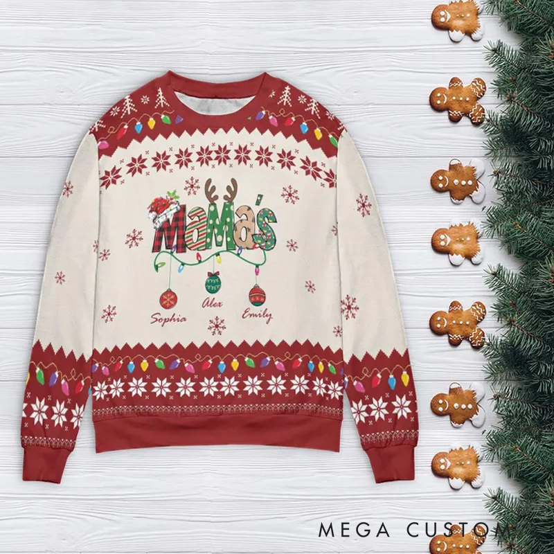 Personalized Mama's Deer Ones Christmas Ugly Sweater Grandma Ugly Sweater Crewneck Merry Christmas Sweatshirt Reindeer Christmas Gift