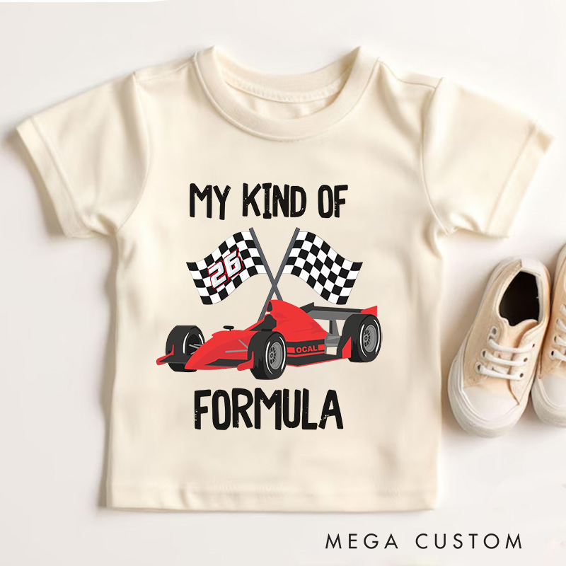 Personalized Race Car Grand Prix Checkered Flag Onesie Kids Shirt
