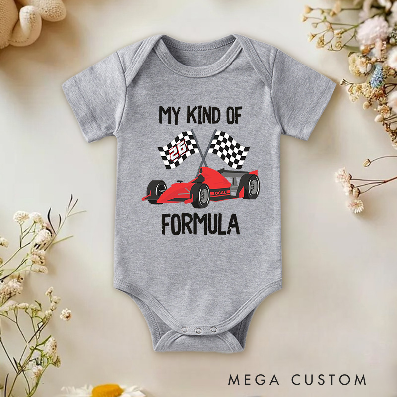 Personalized Race Car Grand Prix Checkered FlagOnesie Baby Bodysuit