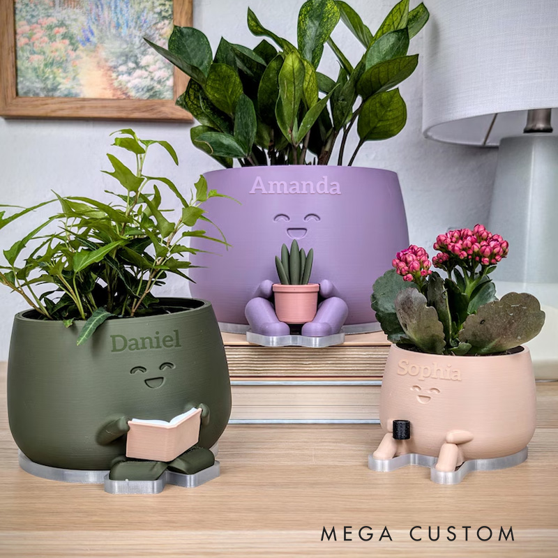 Personalized Book Reader Planter Pots Indoor Plant Pot Reading Flower Vase Bookworm Planter No Drip Christmas Gift for Book Lover Reader