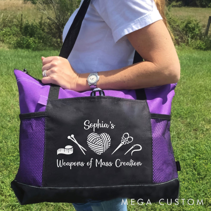 Personalized Weapons Of Mass Creation Tote Bag Gift For Crocheter And Knitter