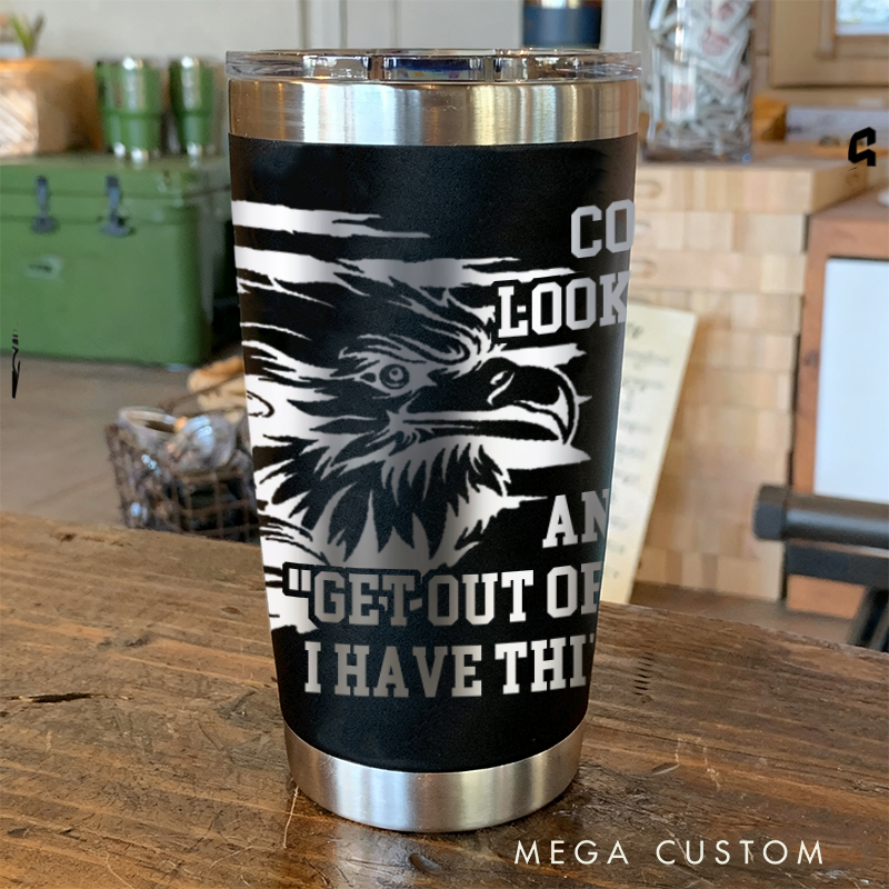 Personalized Multicolor Firefighter Engraved Steel Tumbler with Helmet Eagle and Inspirational Quote Design Durable Gift for Firefighters