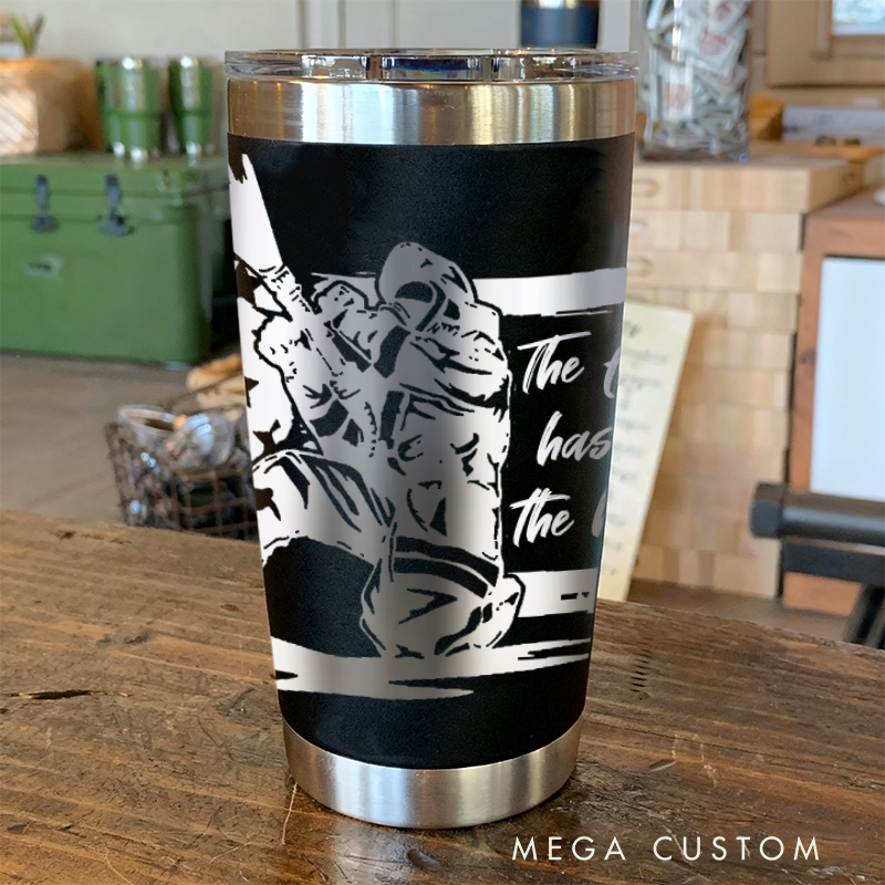 Personalized Multicolor Firefighter Engraved Steel Tumbler American Flag Design Durable Gift for Firefighters