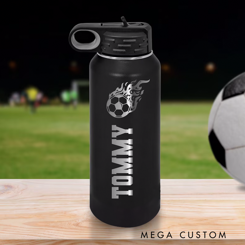 Personalized Soccer Water Bottles with Custom Names Perfect for Players and Fans