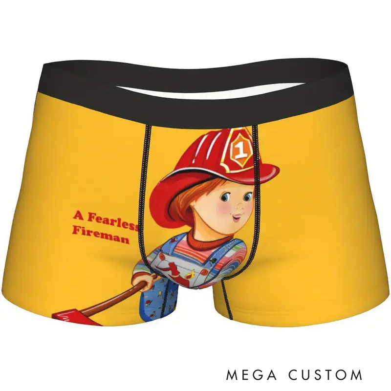 Personalized Firefighter Themed Funny Boxers with Fearless Fireman Design Playful Gift for Firefighter