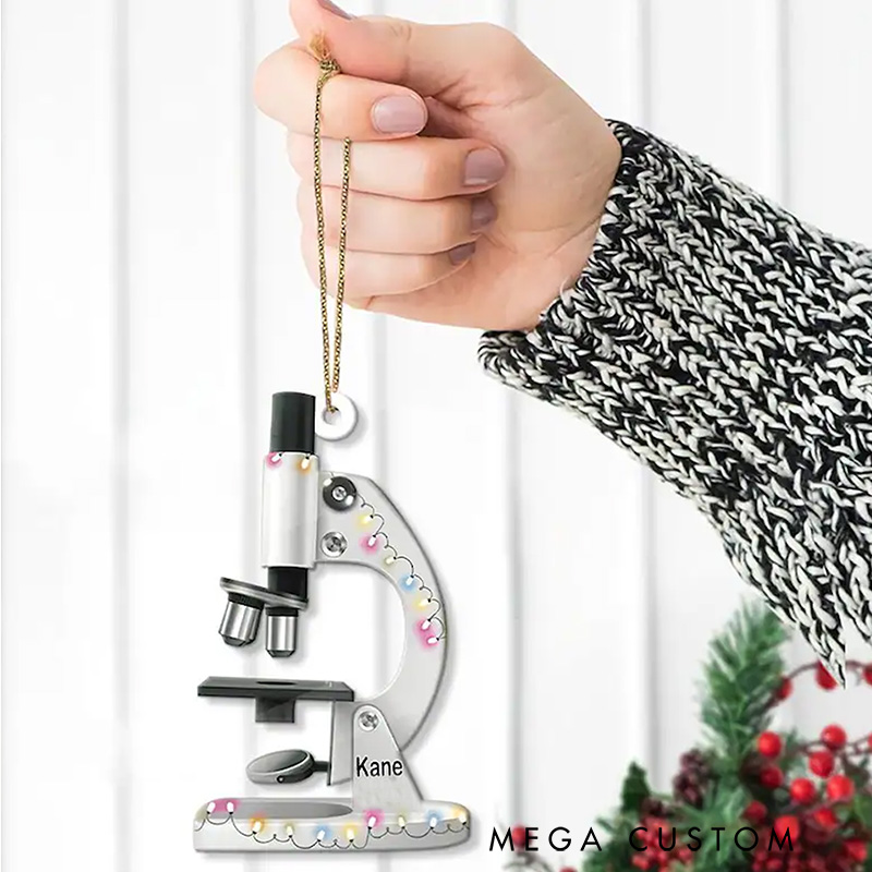 Personalized Microscope Christmas Ornament Science Microscope Christmas Ornament for Geek Lover