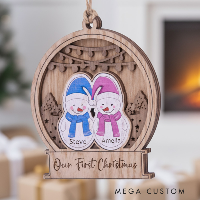 Personalized Couple Snowman Ornament Our First Christmas Ornament Couple Xmas Decor Just Married Ornament for Newlyweds