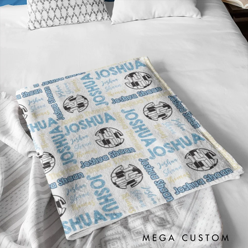 Personalized Soccer Blanket with Custom Names Perfect for Players and Fans