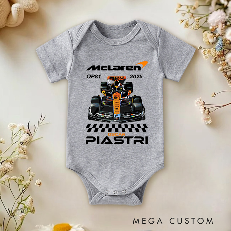 Personalized Oscar Piastri OP81 Baby Bodysuit BirthdayChristmas Gift for Baby