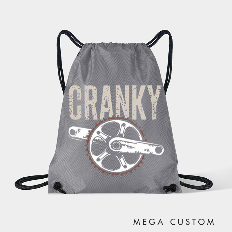 Personalized Cranky Bicycle Lover Drawstring Bag Funny Cycling Sports Backpack Bags Gift for Cycling Lovers Cyclists