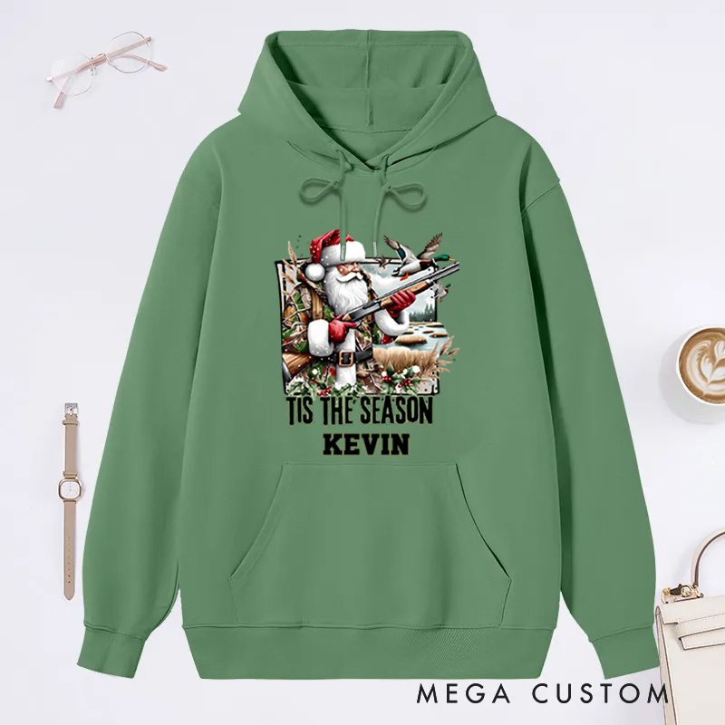 Personalized Camo Santa Sweatshirt Santa Duck Hunting Sweater Christmas Duck Hunting Hoodie Christmas Mallard Duck Christmas Gifts for Hunter