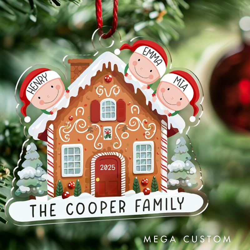 Personalized Gingerbread Christmas Ornament Gingerbread House Family Ornament Custom Christmas Gift Personalized Xmas Gift