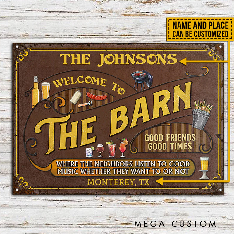 Personalized Barn Listen to the Good Music Custom Classic Metal Signs