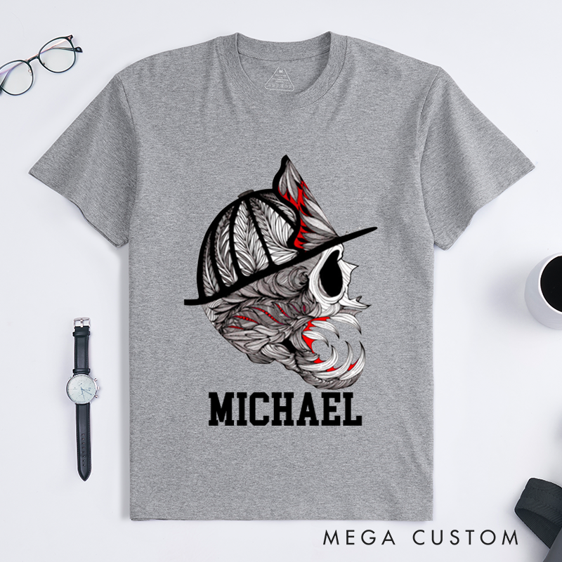 Personalized Firefighter T-Shirts Firefighter Helmet Design T-Shirt Firefighter Dad Gift