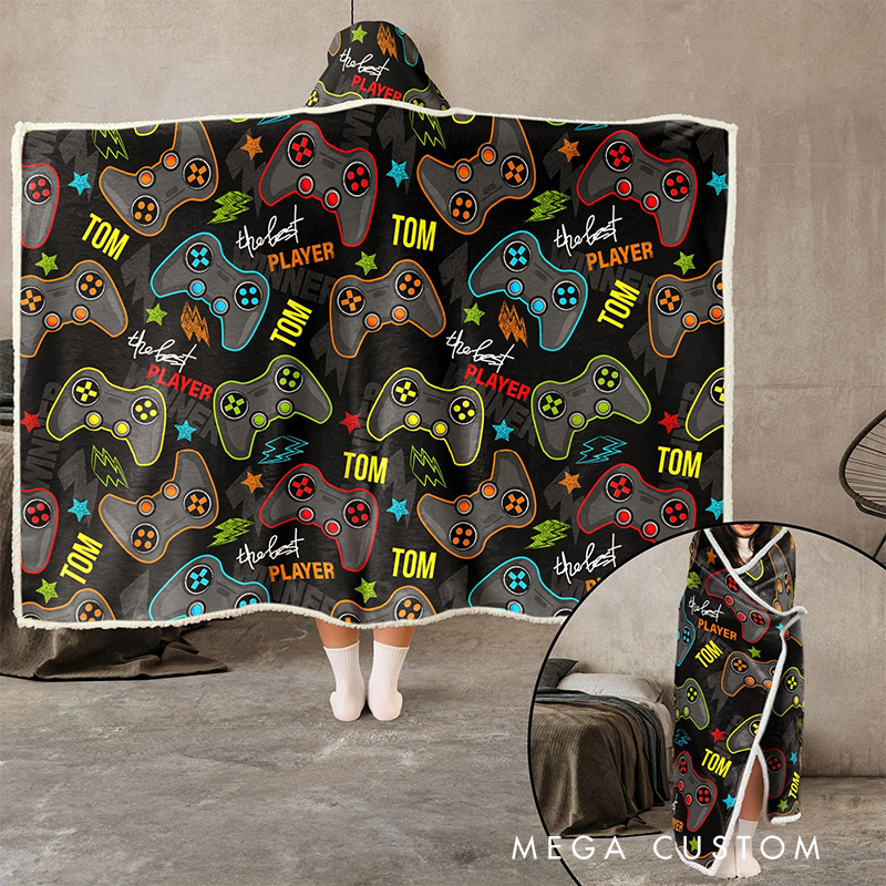 Personalized The Best Player Wearable Blanket Hoodie with Name Game Lover Gift for Friends Birthday Gift