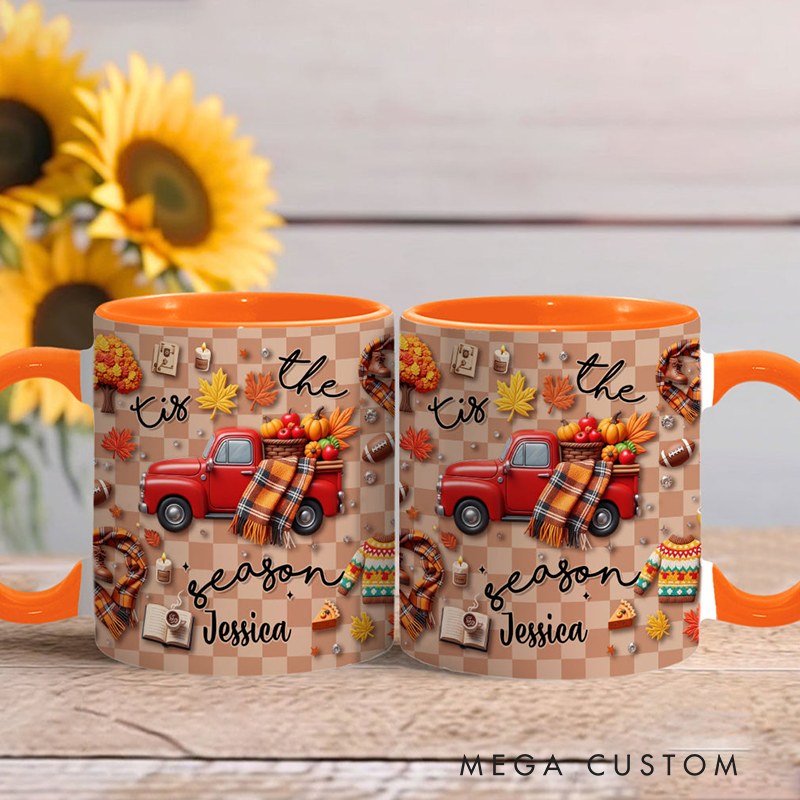 Personalized Tis the Season Custom Autumn Accent Mug