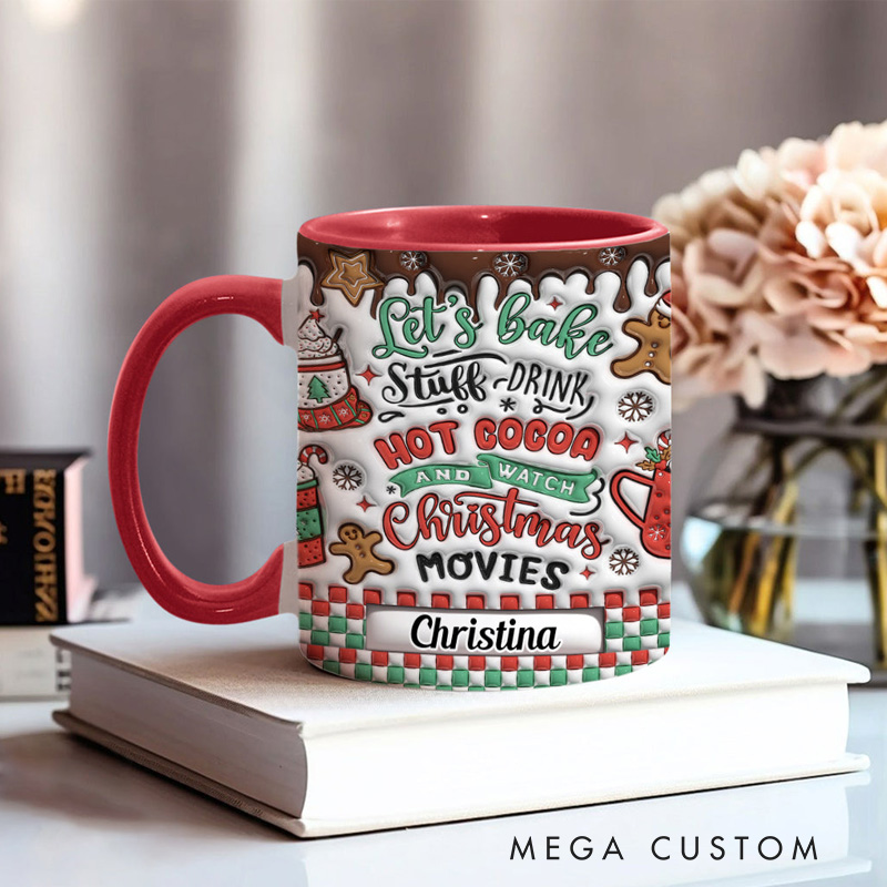 Personalized Let's Bake Stuff Mug with Name 11oz Ceramic Baking Accent Mug Coffee Cup for Baker Mom Sister Daughter Baking Lover Gift