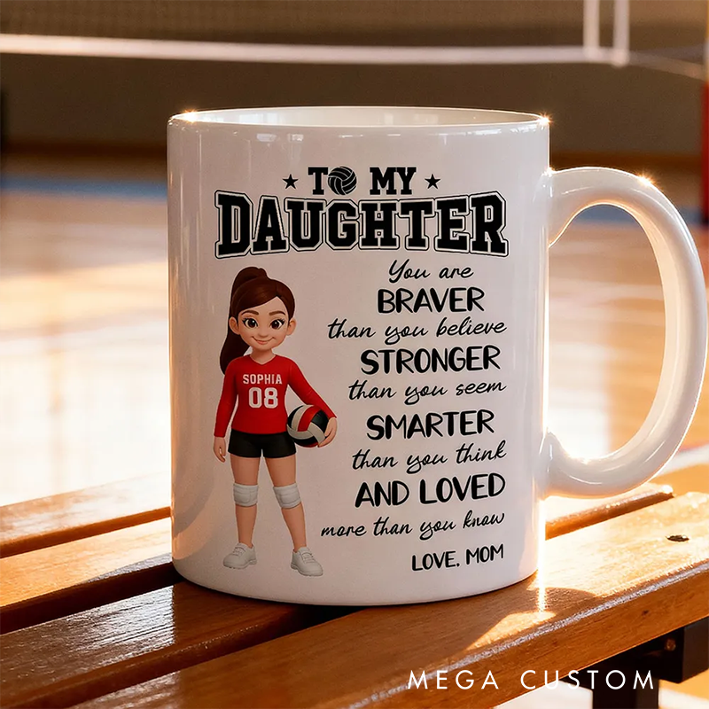 Personalized Volleyball Mug for Daughter with Inspirational Message from Mom