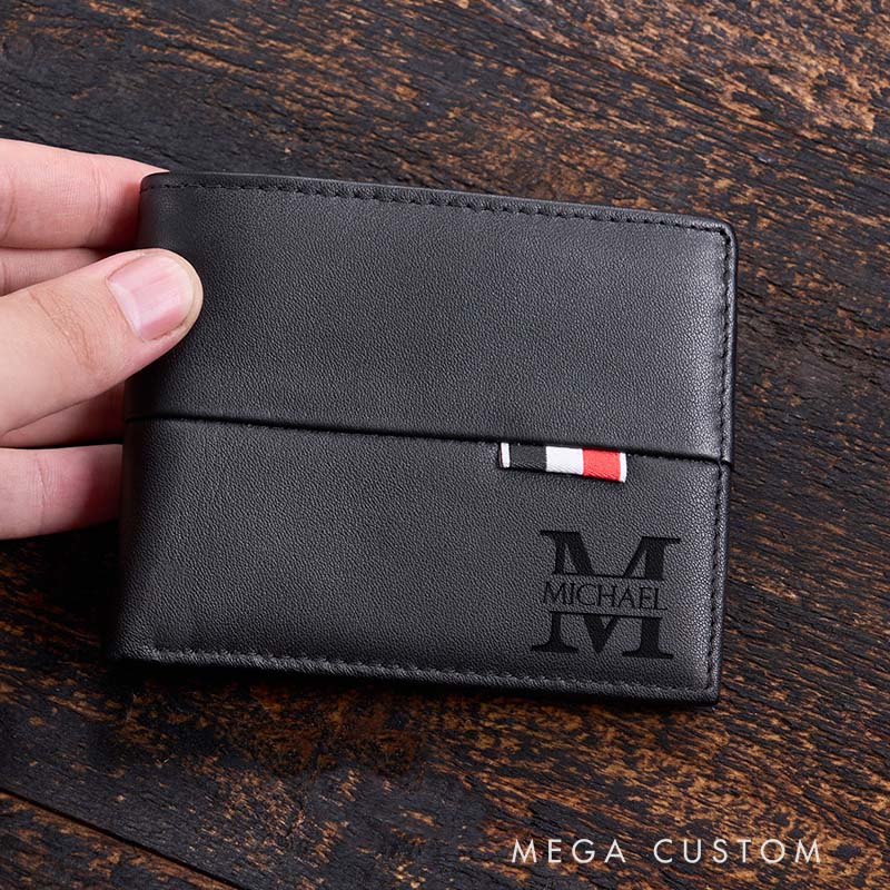 Personalized Men's Genuine Leather Wallet Custom Wallet for Men Birthday Anniversary Gift for Him Husband Boyfriend Gift Wallet