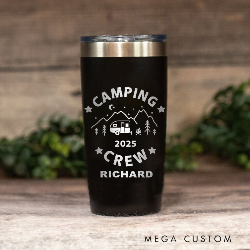Personalized Camping Tumbler Custom Camping Crew 2025 20 OZ Tumbler Gift for Outdoor Camping Lover
