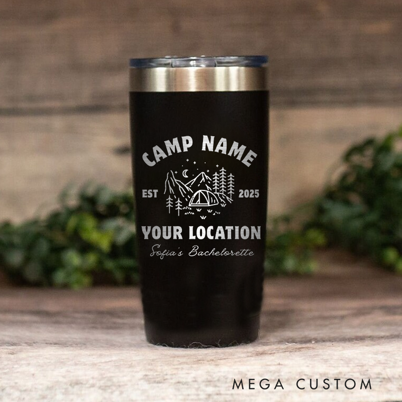 Personalized Customizable Camp Tumbler Bachelorette Adventure camping Tumbler gift for outdoor Lover