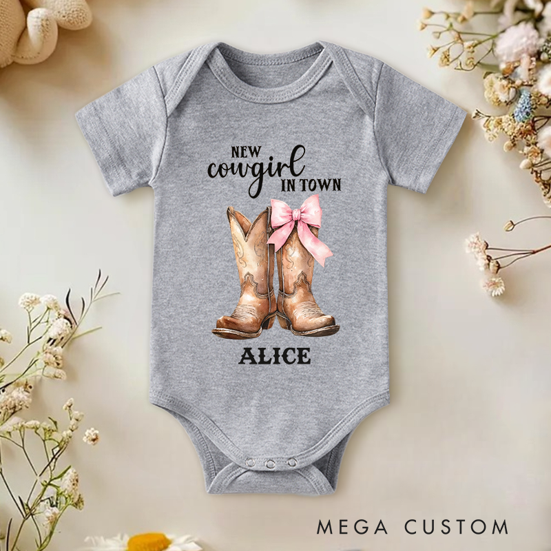 Personalized New Cowgirl In Town Baby Bodysuit Baby Shower Gift Newborn Gift