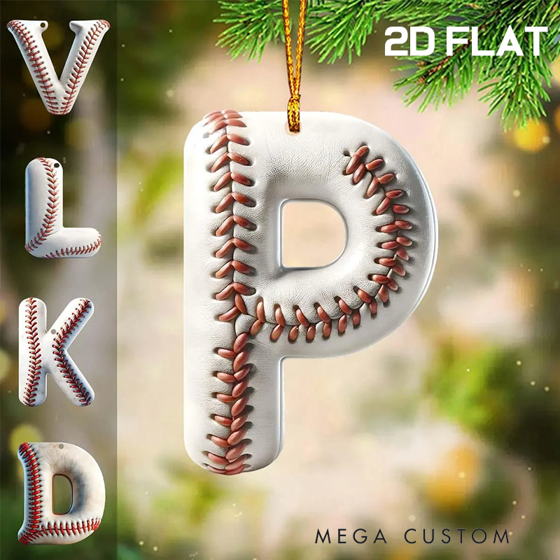Personalized Baseball Acrylic Initial Christmas Ornament for Baseball Fans with Festive Touch  