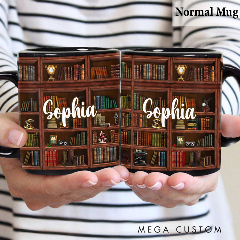 Personalized Bookish Mugs Custom Book Accent Mug with Name Bookworm Coffee Mug for Reader Book Lover Librarian Gift